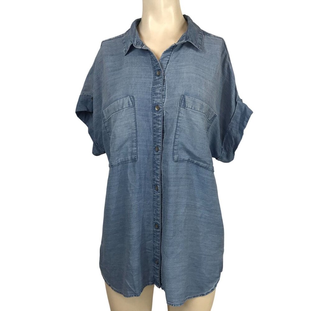 cloth & stone Light Wash Denim Button-Up Shirt